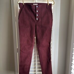 LOFT Maroon Button-Front Jeans Size 6T